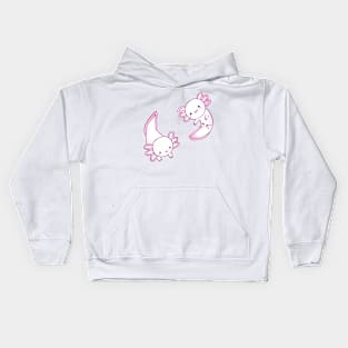 White cute axolotls Kids Hoodie